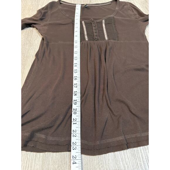 Vintage Y2K Brown Babydoll Long Sleeve Tee Bella Swan Elena Gilbert Twilight - Picture 6 of 11
